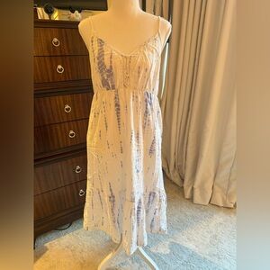 Rails White and Blue Midi Dress